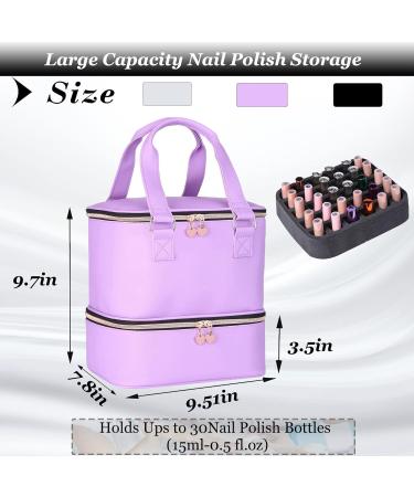 FCQQYWZ Nail Polish Case & Dryer Bag - Purple | Holds 30 Bottles (15ml) | 2 Layer Storage with Handles | Travel-friendly Nail Lamp Organizer - Buy Online on GoSupps.com