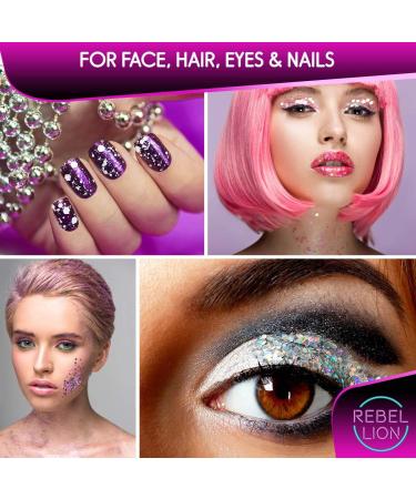  B-Creative Cosmetic Glitter for Face Body & Hair - Silver Holographic Glitter Blend - Festival & Rave Essential Makeup - Includes durable fixed gel so you can shine right out of the box - Buy Online on GoSupps.com