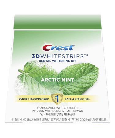 Crest 3D Whitestrips Arctic Mint Teeth Whitening Strip Kit with Tube of Flavor Serum 28 Strips (14 Count Pack)
