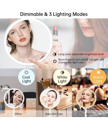 FREEAGLE Lighted Makeup Mirror Rechargeable - 1x/10x Magnifying, Touch Control Dimmable Vanity Mirror with Stand in White - 3 Lighting Modes for Flawless Makeup - Buy Online on GoSupps.com