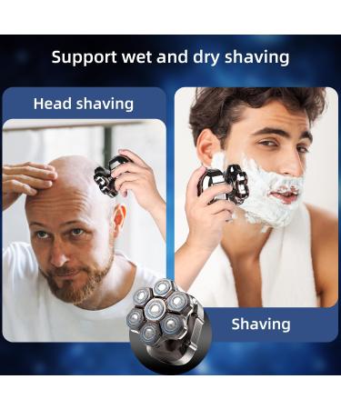 7D Head Shaver for Bald Men - 5-in-1 Electric Skull Razor with Magnetic Blades - IPX7 Waterproof Rechargeable Grooming Kit - Perfect Gift for Father & Husband (Silver - Buy Online on GoSupps.com