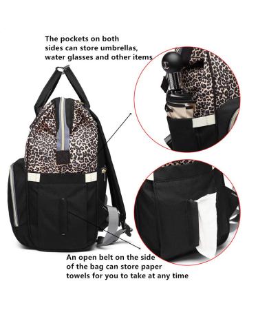Leopard Print Nappy Bags Handbags Multi-Function Diaper Bag for Baby Care Travel Backpack Large Capacity Coffee Diaper Bag Coffee - Buy Online on GoSupps.com