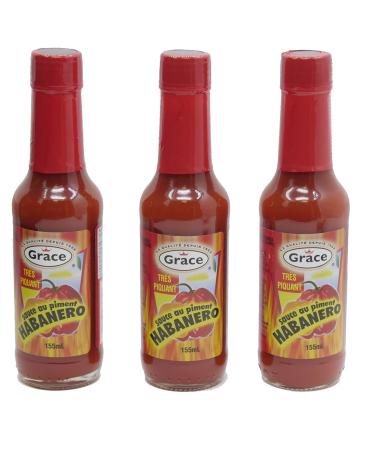 3 Bottles of Grace Habanero Pepper Sauce 155ml / Grace Sauce au Piment Habanero 155ml