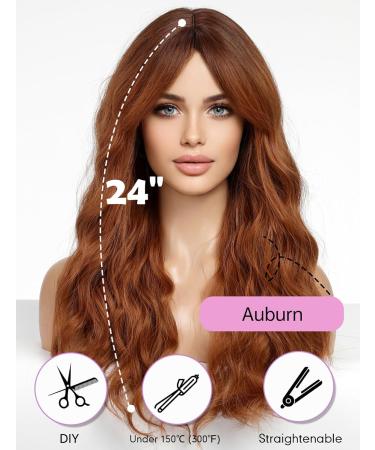 Wokestar Long Auburn Synthetic Hair Wig for Women with Curtain Fringe - Shop Now - Buy Online on GoSupps.com