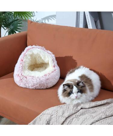 Plush Hooded Cat Bed with Blanket - Round Burrowing Cave Design for Small Dogs/Cats - Machine Washable, Slip Resistant - Ultra Soft Cushion - 24x24 inch Grey - Buy Online on GoSupps.com