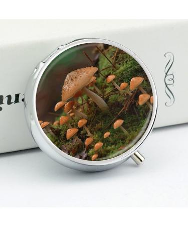 Portable 3 Compartment Pill Box Case - Travel Organizer with Wild Mushroom Print | Small Pill Case for Purse & Pocket - Buy Online on GoSupps.com