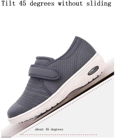 MisFun Breathable Diabetic Shoes for Women & Men - Adjustable Air Cushion Bottom - Recovery Shoes for Edema - Swollen Feet Relief - Size 7 - Black/Grey - Buy Online on GoSupps.com