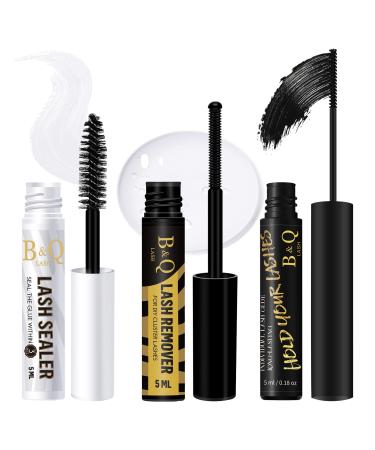 B&Q Cluster Lash Glue & Lash Remover & Lash Clusters Overnighter for Lash Clusters Lash Bond Lash Sealer Set Waterproof Long Lasting for Cluster Lashes DIY at Home (3pcs) 5ml+5ml+5ml Lash Bond and Seal and Remover