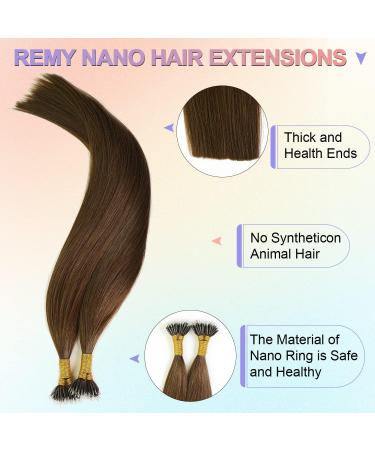 KOCONI 22 Inch #4 Chocolate Brown Nano Rings Human Hair Extensions - 50g Double Drawn Nano Tip Beads, Real Hair, 1g/Strand - Shop Now! - Buy Online on GoSupps.com