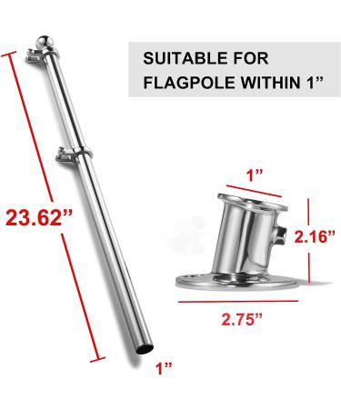 ZOMCHAIN Marine Flag Pole Set | 316 Stainless Steel | Boat, Yacht, Truck, Yard | 23.62inch/60cm - Buy Online on GoSupps.com