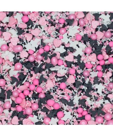 Boo Baby Pink Black and White Halloween Cake Sugar Sprinkles Cake Decorations (120g)