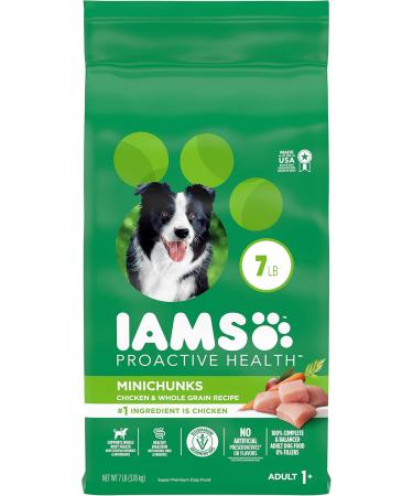 IAMS Proactive Health Minichunks Dog Food Dry Adult Chicken & Whole Grains Recipe 3.18kg (7LB) Bag & Proactive Health Healthy Adult Dry Cat Food with Chicken 1.59kg Bag 3.18 kg (Pack of 1) Mini Chunks + Cat Food 1.59kg Bag - Buy Online on GoSupps.com