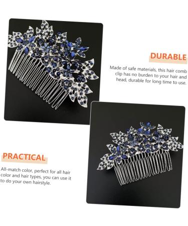 MUSISALY Dark Blue Hair Comb Bridal Hair Comb Wedding Hair Comb Flower Girl Headpiece Bride Hairpiece Wedding Hair Accessories for Brides Rhinestone Headpiece Floral Hair Comb - Buy Online on GoSupps.com