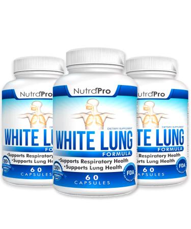 White Lung by NutraPro - Lung Cleanse & Detox.Support Lung Health. Supports Respiratory Health. 60 Capsule - Made in GMP Certified Facility. 60 Count (Pack of 3)