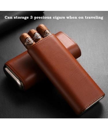 Cigar Case for Men Portable Travel Case Cedar Wood Cigar Humidor with Cigar Cutter Cigar Box Hold 3 Cigars - Buy Online on GoSupps.com