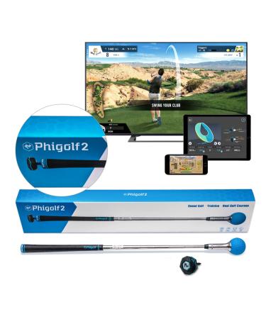 PHIGOLF Phigolf2 Golf Simulator with Swing Stick for Indoor & Outdoor Use, Golf Swing Trainer with Upgraded Motion Sensor&3D Swing Analysis, Compatible WGT/E6 Connect APP, Works with Smartdevices Phigolf 2