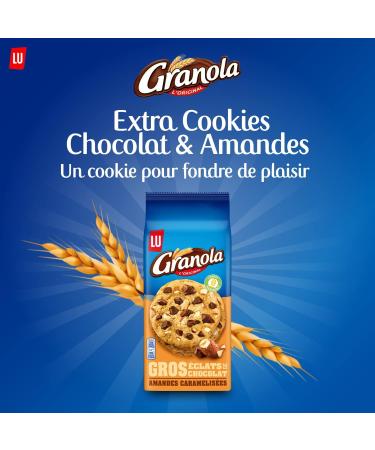 Granola Extra Cookie Caramelized Almonds with Large Chocolate Shards - 4 x Bags of 8 Cookies (184 g) - Buy Online on GoSupps.com