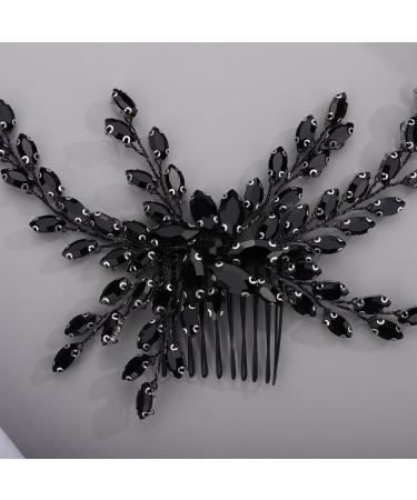 Kercisbeauty Black Rhinestone Beads Hair Comb | Handmade Boho Wedding Hair Accessories for Brides & Girls - Buy Online on GoSupps.com