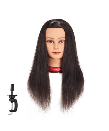 100% Human Hair Training Head 20"-22" with Free Clamp (Natural Black) Natural Black
