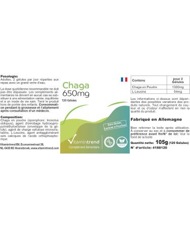 Chaga powder 650mg - 120 capsules functional mushroom vegan | Vitamintrend  - Buy Online on GoSupps.com