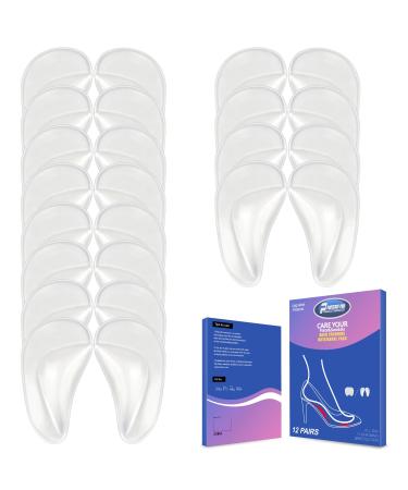 Arch Support Insert Arch Support Insoles for Flat Feet 12 Pairs Gel Arch Pads for Plantar Fasciitis Adhesive Reusable Arch Cushions Foot Pain Relieve One Size Fits Women & Men 12clear