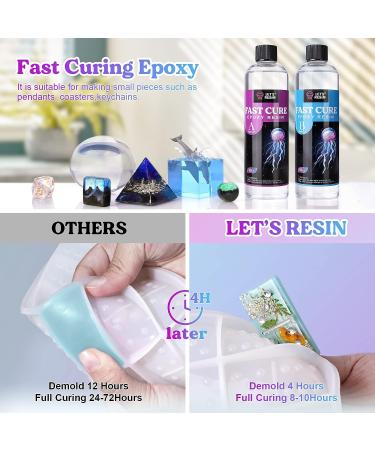 LET'S RESIN Fast Curing Epoxy Kit- 4 Hours Demold Time | 20oz Crystal Clear Resin for Art & Crafts | Includes Foil Flakes & Stir Stick - Buy Online on GoSupps.com