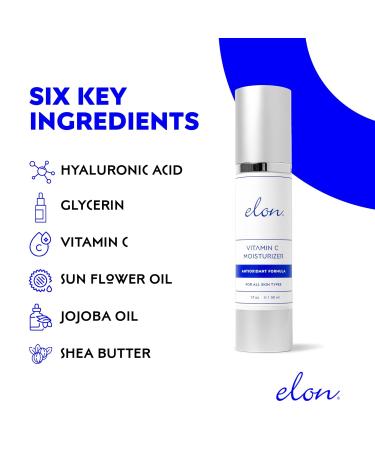 Elon Antioxidant C Moisturizer - Revitalizing Vitamin Lotion with Vitamin E & Jojoba Oil | Anti-Aging Face Moisturizer for Dark Spots Fine Lines & Wrinkles - All Skin Types - Buy Online on GoSupps.com