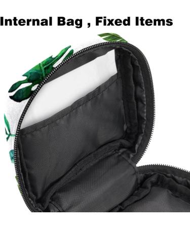 Menstrual Pad Bag with Zipper - Stylish Women's Napkin & Tampon Organizer - Tropical Green Leaf Design - Buy Online on GoSupps.com