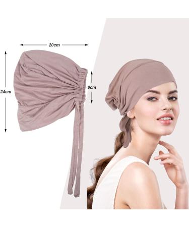 2 Pack Women s Turban Hijab Cap - Classic Slouch Beanie with Tie Back - Islamic Muslim Headscarf for Chemo & Sleeping - Solid Black & Khaki - Buy Online on GoSupps.com