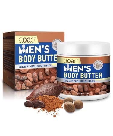 AOAO Cocoa Body Butter for Men, Skin Barrier Repair + Deep Nourishing with Shea Butter & Vitamin E, Body & Face Moisturizer for Extremely Dry Skin, Softens and Soothes, 200g/7.25 oz (Cocoa Butter-2) - Buy Online on GoSupps.com