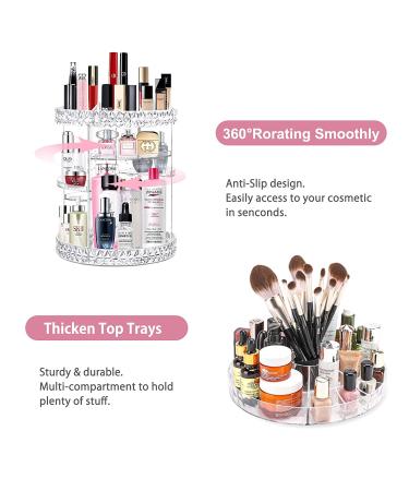 V-Hanver Rotating Makeup Organizer - 7 Layer Adjustable Cosmetic Storage Tray with 4 Holder Rack | Large Capacity Acrylic Display Case for Perfume and Makeup - Buy Online on GoSupps.com