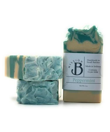 Natural Handmade Goats Milk Soap Bar with Peppermint Essential Oil - Creamy Exfoliating Body Wash for Men & Women - 6 oz - International Shipping - Buy Online on GoSupps.com