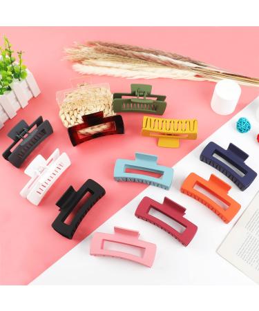 12 Pcs Large Hair Claw Clips - Non Slip Big Clips for Thick & Thin Hair - Rectangle & Square Jaw Clips for Women - Buy Online on GoSupps.com