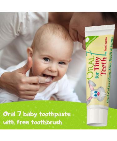 Oral7 Tiny Teeth Toothpaste for Babies | Enzymes from Mother's Milk | Apple Flavor | Free Fingerling | Ages 6-24 Months - Buy Online on GoSupps.com