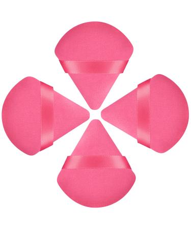 Triangle Powder Puff HEYMKGO 4 Pcs Velvet Powder Puffs Face Triangle Makeup Puff Reusable Wet Dry Dual-use Setting Powder Puffs for Pressed Powder Mini Velour Under Eye Facial Make Up Cosmetics Puff rose 4pcs