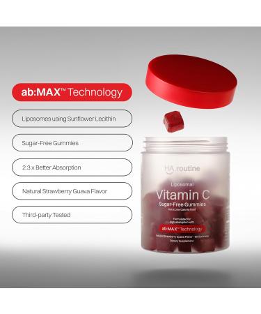 Haroutine Liposomal Vitamin C Sugar-Free Gummies - 500mg 60 Gummies 30 Servings Immunity Booster Collagen Support Antioxidant Eco-Friendly Jar- Strawberry Guava Flavor - Buy Online on GoSupps.com