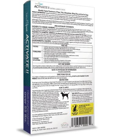 TevraPet Activate II Flea and Tick Prevention for Extra Large Dogs 55+ Lbs - 4 Monthly Doses | Fast Acting & Long Lasting Control | Vet Recommended - Buy Online on GoSupps.com