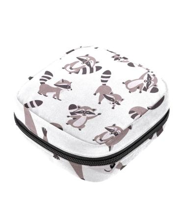 Guantierendiy Sanitary Napkin Storage Bag Funny Raccoon Pattern Menstrual Cup Pouch Nursing Pad Holder Tampon Bags Feminine Product Pouches Portable Period Kit Bag Color 5