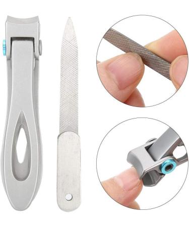 Toe Clipper Anti-Slip Design Nail Clipper Durable Salon Shop for Home(With 2-piece nail file set (silver)) - Buy Online on GoSupps.com