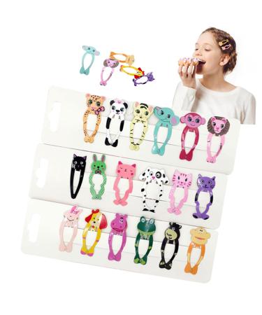 Adorable 18 PCS Cartoon Hair Clips for Girls - Snap & Metal Animal Hair Accessories for Baby Toddlers & Kids - Colorful Hair Barrettes