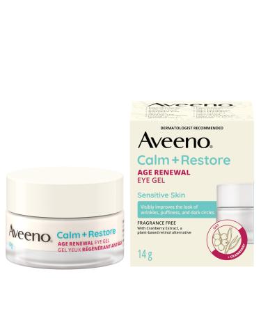 AveenoCalm + Restore Age Renewal Eye Gel Anti Aging Niacinamide Oat Cranberry Retinol Alternative Gentle on Sensitive Skin Hypoallergenic Fragrance Free 14g