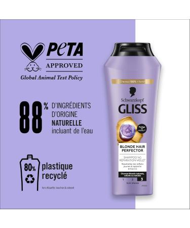 Schwarzkopf - GLISS - Violet Repair Shampoo - Blonde Hair Perfector - Neutralizes Yellow Highlights - Adds Shine - Natural Colored or Highlighted Blonde Hair - Intense Care - 250ml - Buy Online on GoSupps.com