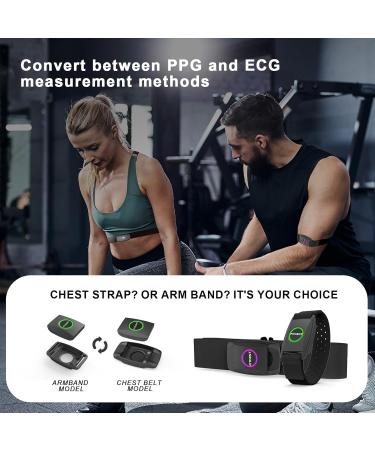Fitcent 2 in 1 Heart Rate Monitor Chest Strap & Bracelet Bluetooth 5.0 ANT+ Compatible with Peloton Strava Wahoo Polar Garmin Black - Buy Online on GoSupps.com