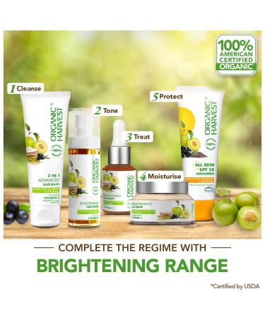 Organic. Harvest Brightening Face Serum for Glowing Skin: Kakadu Plum Acai Berry & Rice Water | Vitamin C Serum for Women & Men | Deeply Nourishes & Protects | For All Skin Types - 30ml - Buy Online on GoSupps.com