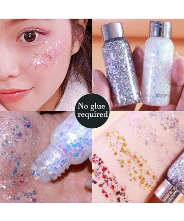 Shop Body Glitter Gel for Festivals | Sparkling White & Silver Sequins - Long-Lasting Liquid Face & Hair Makeup - Buy Online on GoSupps.com