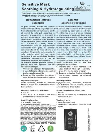 Blue Farm Srl BLUE FARM Sensitive Mask Soothing & Hydraregulating 125 ml x 8 Mask for sensitive and hyperreactive skin - Buy Online on GoSupps.com