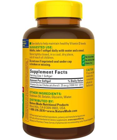 Vitamin D3 1000 IU (25mcg) 300 Softgels - Immune Health, Strong Bones & Teeth, Muscle Function - Daily Value in One Softgel - Buy Online on GoSupps.com