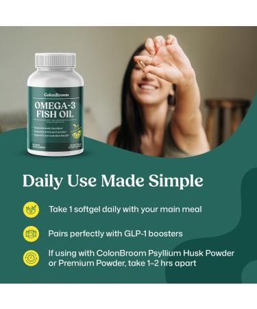 ColonBroom Omega 3 Fish Oil 2640 mg Softgels | Lemon Flavor | Daily Fish Oil Omega-3 Supplement for Women & Men with EPA & DHA | Gluten-Free Non-GMO Natural (60 Softgels 2 Month Supply) 60 Count (Pack of 1) - Buy Online on GoSupps.com