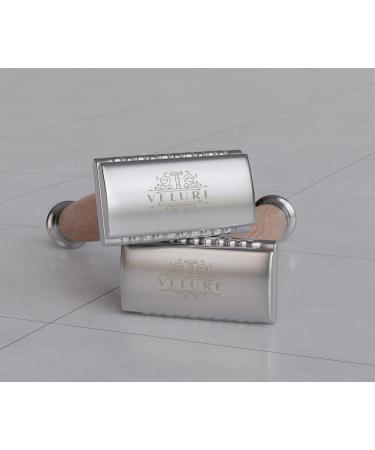Velure Safety Razor - Premium Double Edge Razor for Men & Women | Quality Shaving with Wooden Handle & 10 Platinum-Coated Blades - Buy Online on GoSupps.com