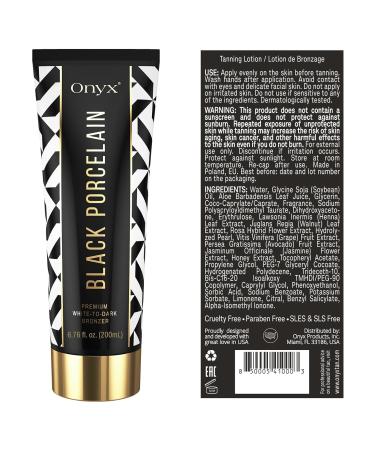 Onyx Black Porcelain White Bronzer Tanning Lotion | Premium Indoor Tanning Bed Lotion - Gradual Bronzing No-Stains No-Streaks - International Shipping Available - Buy Online on GoSupps.com